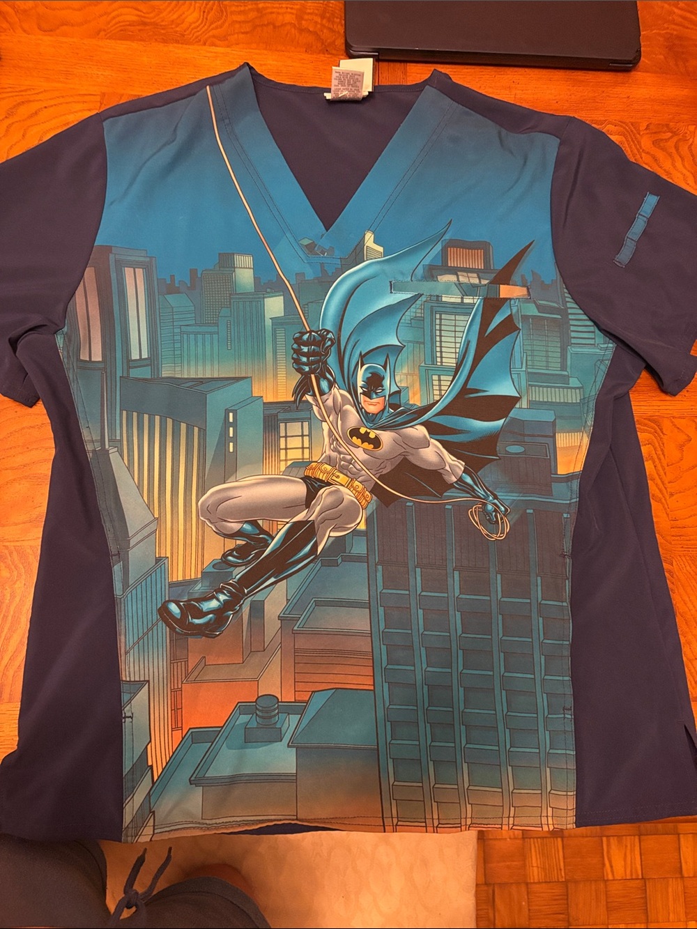Batman Graphic V-Neck Scrub Top - Blue